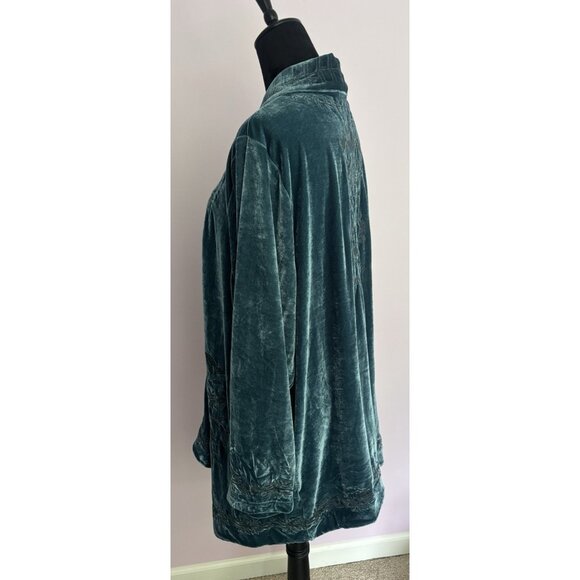 Womens Cardigan Slipover Jacket Velvet 3XL Time For Me embroidered Details - Picture 5 of 14